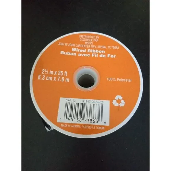 Halloween wired ribbon spiderwebs 25' long black & white - Picture 2 of 5